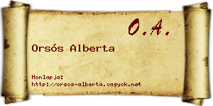 Orsós Alberta névjegykártya